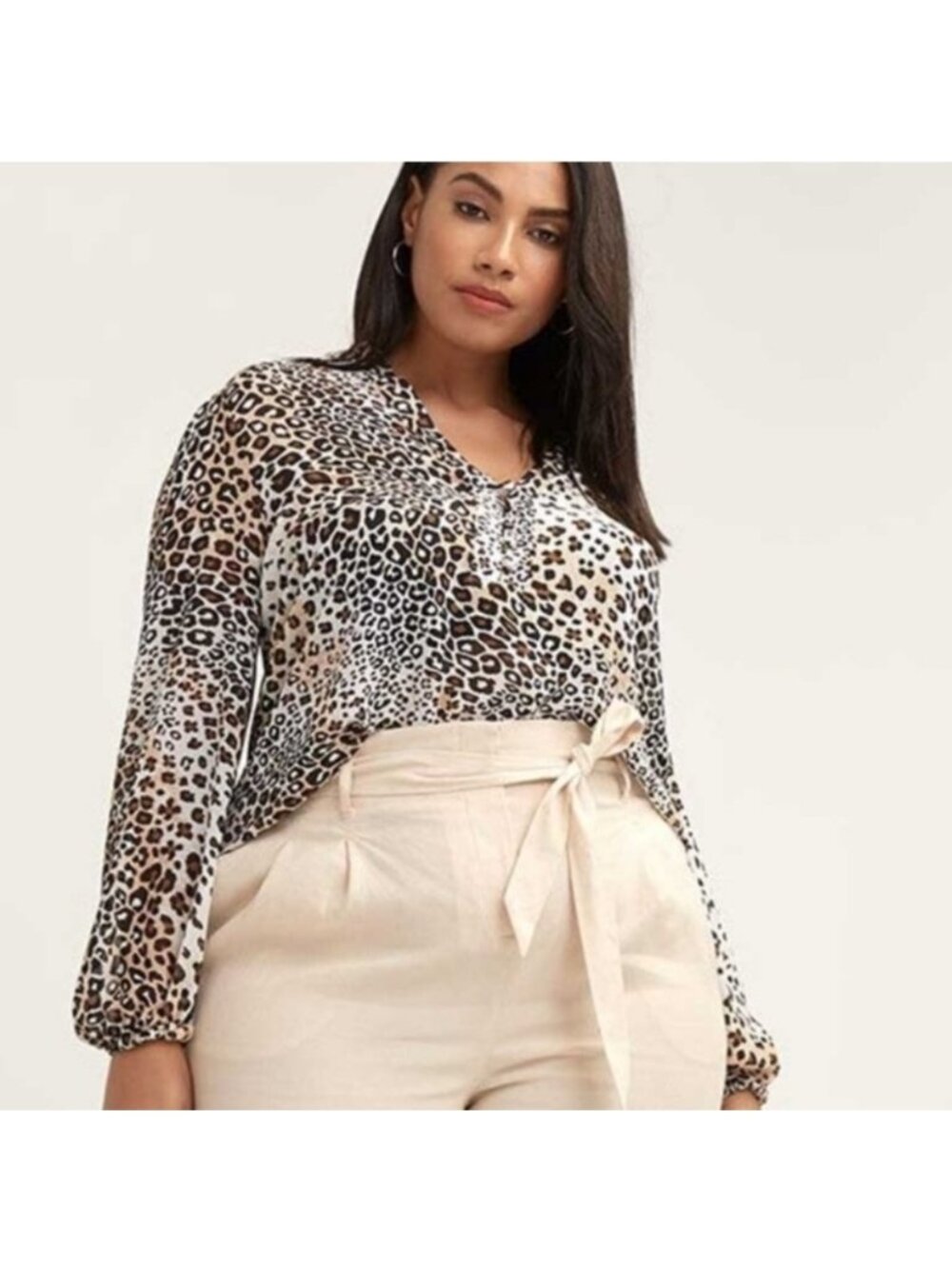 Love & Legend Animal Leopard Print Long Sleeve. Louse Top size 18 office work